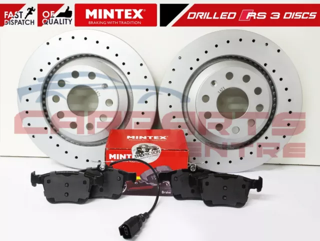 FOR AUDI RS3 REAR PERFORMANCE KINETIX DRILLED BRAKE DISCS MINTEX PADS 310mm