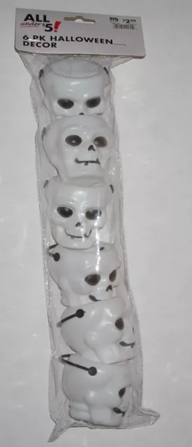 NEW Skull Skeleton 6 Mini Candy Baskets Pail Buckets Halloween Party