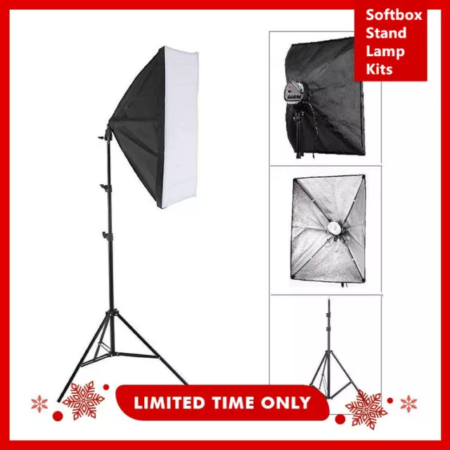 Studio Softbox E27 Socket Lamp Continuous Lighting Video Light Stand Kit 50x70cm