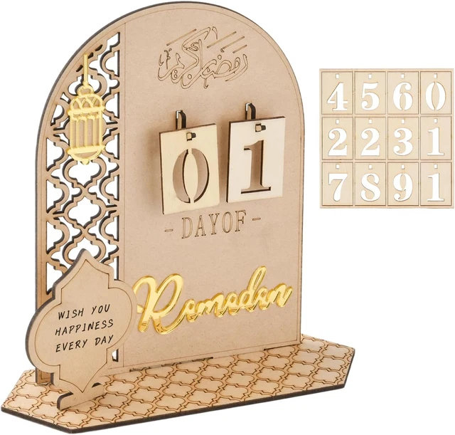 Calendrier du Ramadan - Décoration de l'Aïd Mubarak - DIY - Islam - En acrylique - Calendrier de l'Avent - Compte à rebours - Ornement - Prière