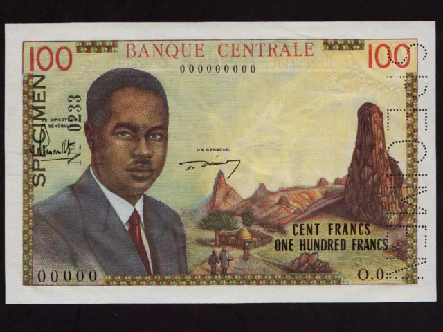 Cameroun:P-10s,100 Francs,1962 * Specimen * President Ahmadou Ahidjo * UNC *