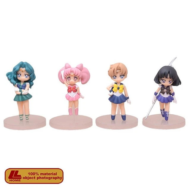 Anime Sailor Moon Kaiou Michiru Chibiusa Tomoe Hotaru 4pcs cute PVC Figure Gift