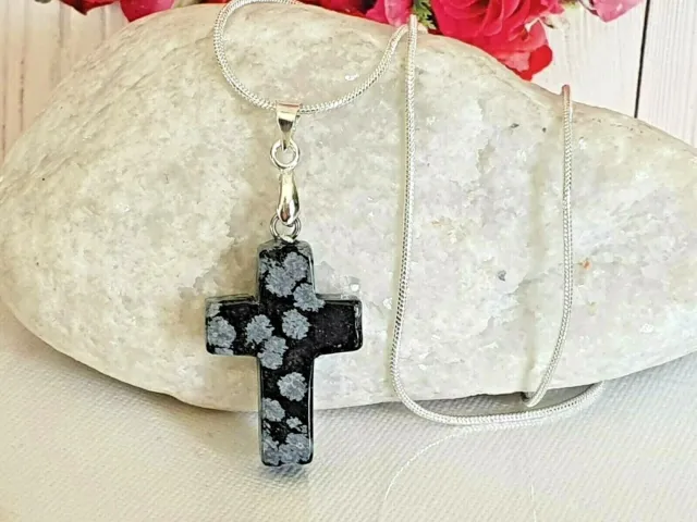 CHRISTIAN GIFTS FOR HER-Natural Gemstone CROSS Pendant Silver Plated Necklace