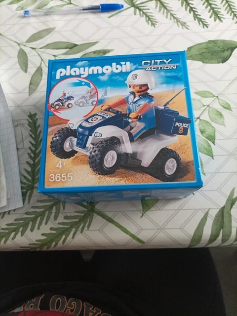 Playmobil 3655 – Policier Et Son Quad à Rétro-Friction – Jeu De Construction D'Aventure