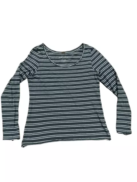 Anthropologie Pure + Good charcoal gray & white striped shirt sz M