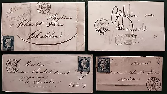 Timbres France 4 lettres anciennes 1850- 1860