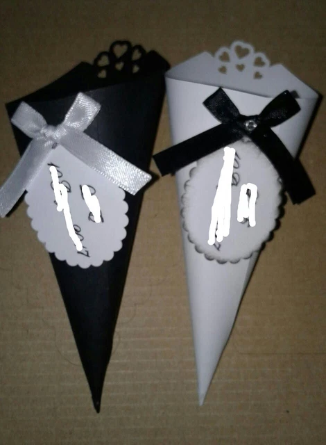 60 Coni Portariso Matrimonio - Bianchi Con Nastri, Per Bomboniere, Battesimo, Comunione - Foto 10