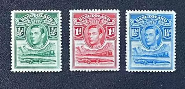 Basutoland, Sc #18-20, Sg 18-20, King George VI, 1938, MNH, VF/XF