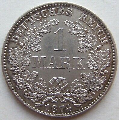 Pièce de Monnaie Reich Allemand Empire Argent 1 Mark 1874 D En