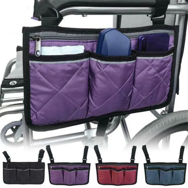 Bolsa lateral duradera para silla de ruedas bolsa de almacenamiento organizadora de bolsillo bolsa reposabrazos