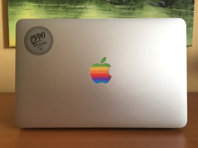 3x Old Retro Rainbow Sticker For Apple Macbook 11"13"15" Backlited Logo