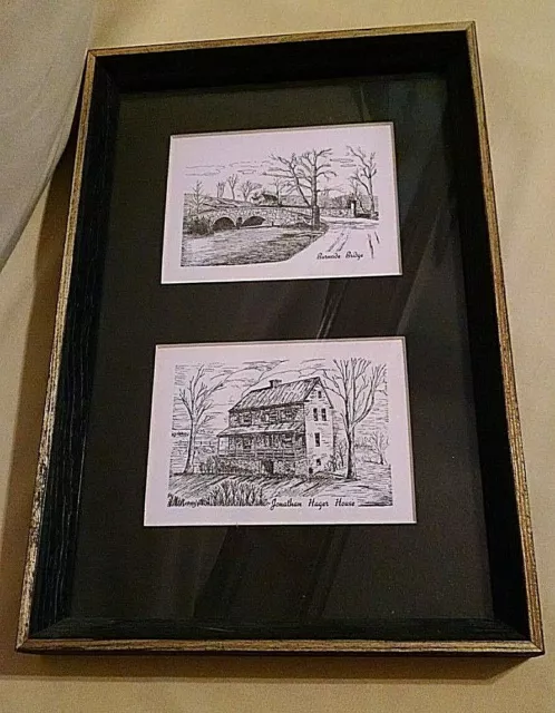 Antietam Prints Matted Framed Burnside Bridge Jonathan Hager House Vintage.