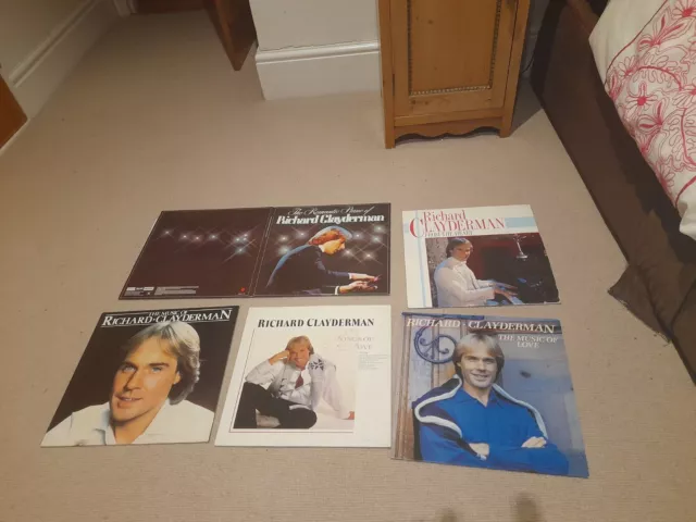 Collection of 6 Richard Clayderman vinyl LPs Records Romantic Piano Love Songs