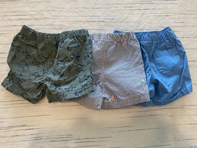 Carters Infant Boys Size 3 Months Pull On Green, Blue & White, Solid Blue Shorts
