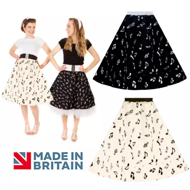 Music Note Skirt Rock n Roll Circle Skirt Grease JIVE dance 50s 60s