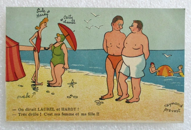 CPA Humour Illustrateur Raymond Prévost - Couples à la Plage