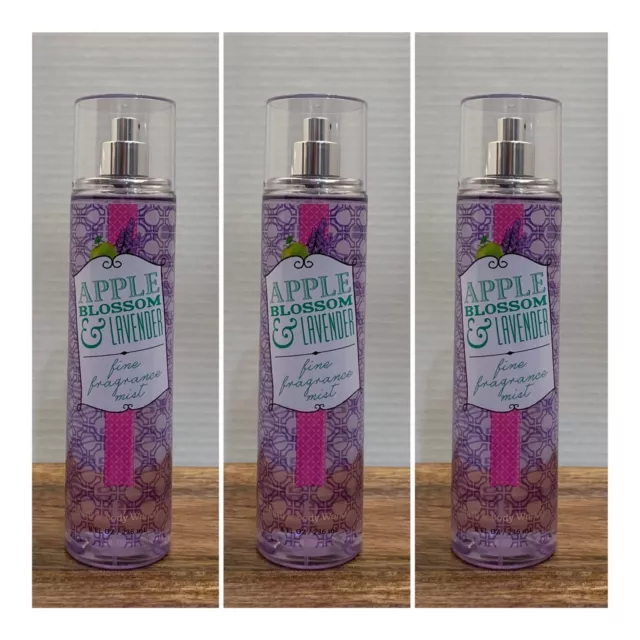 3~Bath and Body Works APPLE BLOSSOM & LAVENDER Fine Fragrance Mist ~ 8 fl.oz.