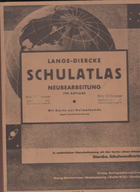 Schulatlas Lange-Diercke Neubearbeitung 1941 Kriegsausgabe Karten Fotos Informat