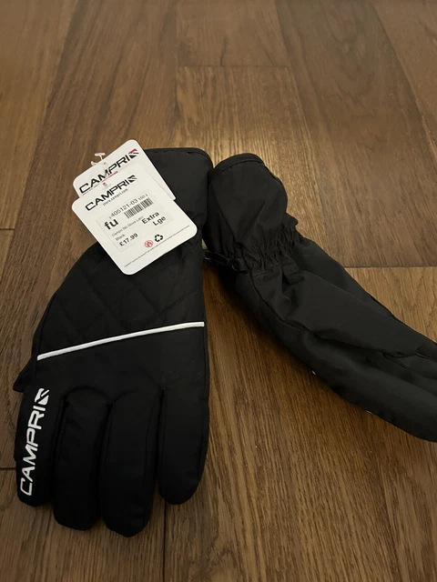 CAMPRI SKI GLOVES size EXTRA LARGE ladies BLACK warm WINTER GLOVE skiing XL