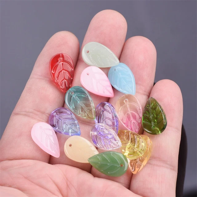 10Pcs 11x17mm Mix glass leaf Beads DIY Beaded handmade Making Jewelry accessorie