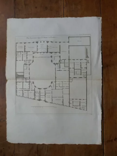 Architecture - Plan Du 1Er Etage De L'hotel De Noailles  - Gravure Orig. Xviiie