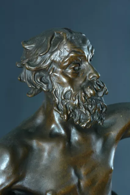 Grand Bronze  ancien  19 ème Eugène Rousseau portrait de Diogène philosophe Grec