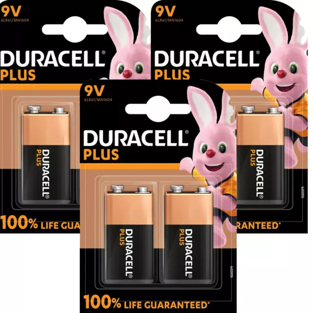 3 X Duracell Plus 9V 6LR61 E-Block Batterie - 2er-Pack