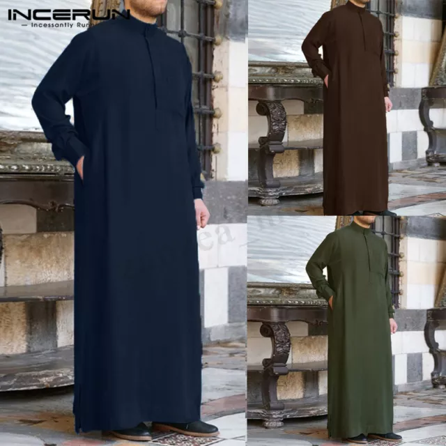 Muslim Mens Clothing Saudi Arab Long Sleeve Thobe Islamic Jubba Thobe Man Kaftan