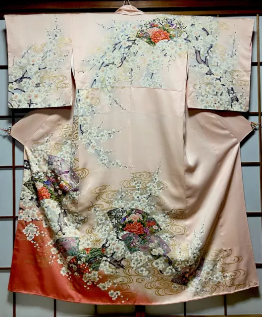 kimono Little Bird Sakura Spring vintage japanese silk