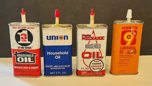 4 Oil Cans Household Oil Union Tru:Test HOPPES