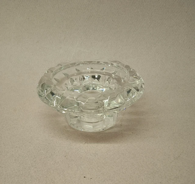 Bougeoir Triangle Vintage Années 80 En Verre Moulé Ou Cristal - Déco Porte-Bougie Rétro