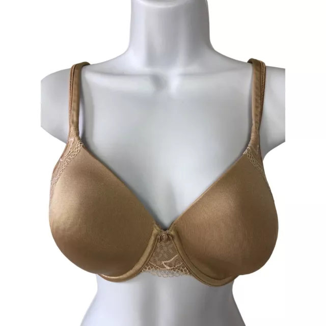 Bali Women's Bra Size 36C Beige Lined Underwire Lace Accent Adjustable Straps