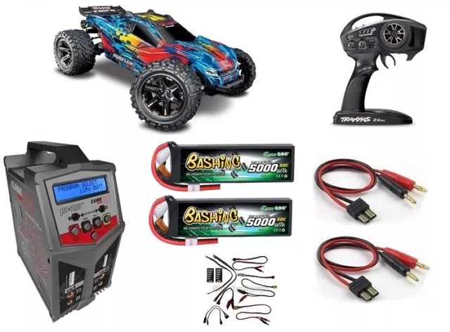 Traxxas 67076-4 Rustler 4x4 Vxl sin Escobillas Tsm Tqi para Loco Solar Llamarada