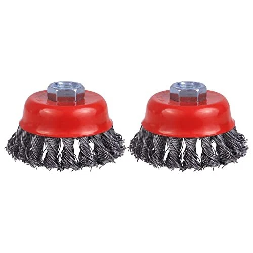 WENORA 2 Pack Wire Cup Brush 3 Inch Twisted Knotted Cup Brush for Grinders Wi...
