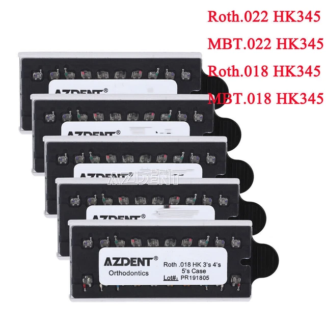 AZDENT Dental Orthodontic Brackets - Mini/Standard Roth MBT 0.022/0.018 Slots With Hooks (Pack Of 20)