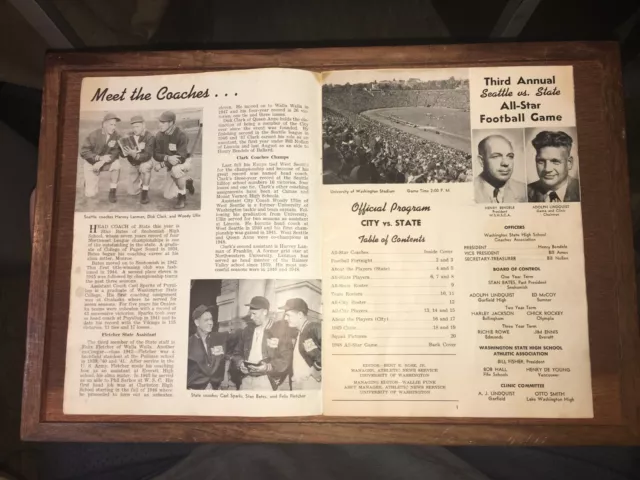 1949 HS Football Program: game at U of Washington Seattle with Coca Cola Ad 3