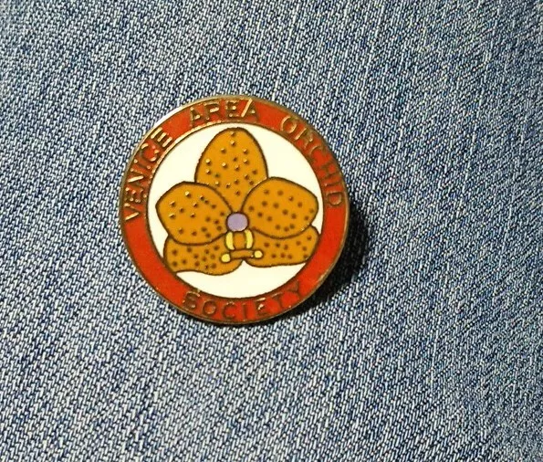 Vintage Venice Area Orchid Society California? 1" Enamel Lapel Pin