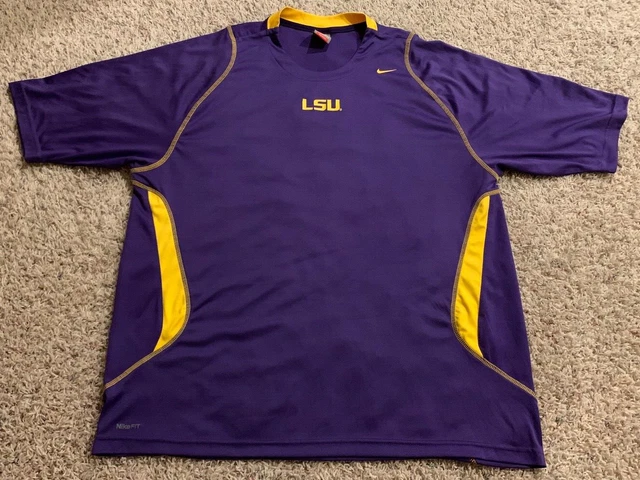 Nike Fit LSU Tigers Short Sleeve Shirt Purple Mens Size XL NCAA