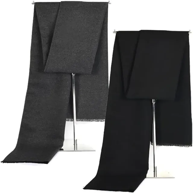 EINSKEY Men's Winter Scarf, 2-Pack Warm Cashmere Feel Wool Blend Tassel Contrast