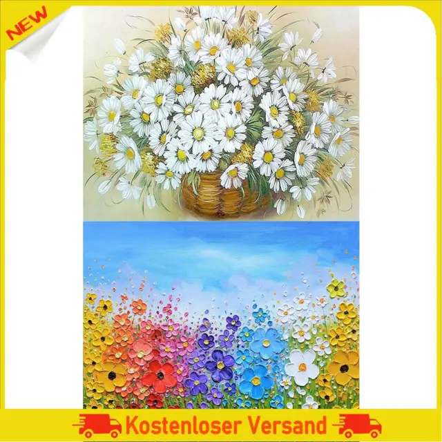 Oil Paint By Numbers Flower Frameless Picture Craft Kit for Home Living Room