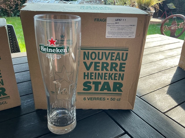 Lot 6 Verres à Bière Heineken Star 25cl - Neufs Sans Carton