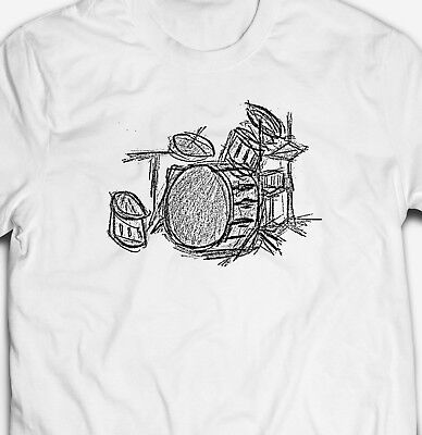 Drummer Drum Kit Scribble 100% Cotton Premium Unisex Mens T-shirt