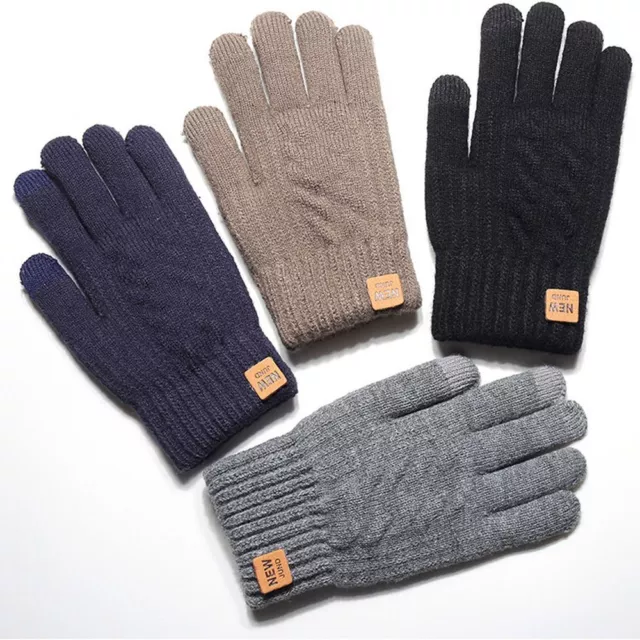 Double Layer Knitted Gloves Thickened Plush Driving Gloves Touch Screen Gloves