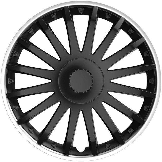 4x coprimozzo copricerchi 16" coprimozzo nero con cerchio in argento 2