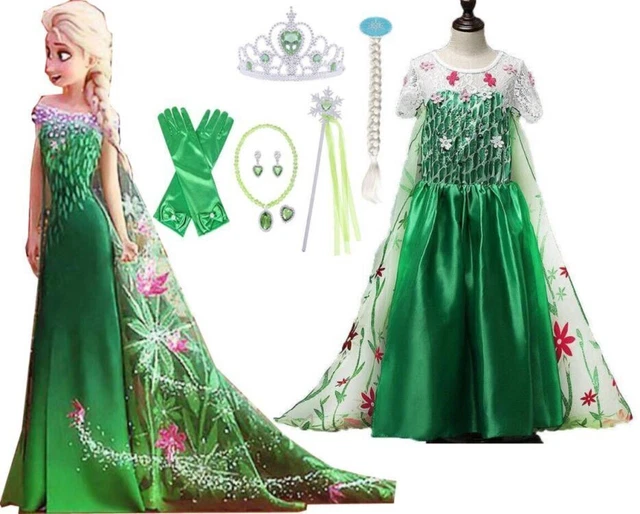 Eiskönigin Elsa Kostüm - Pailletten Kleid Mit Umhang Für Mädchen 3-12 Jahre