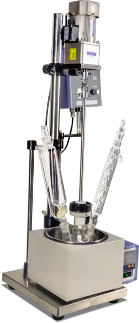 Lab 5L Single Layer Glass Reactor Vessel with Heating Bath 0-250℃ Distillation