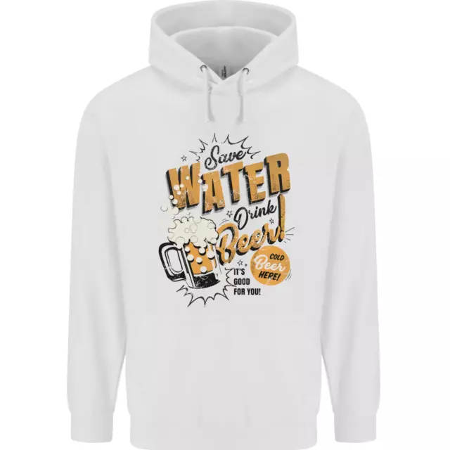 Save Water Drink Beer Funny Alcohol Mens 80% Cotton Hoodie