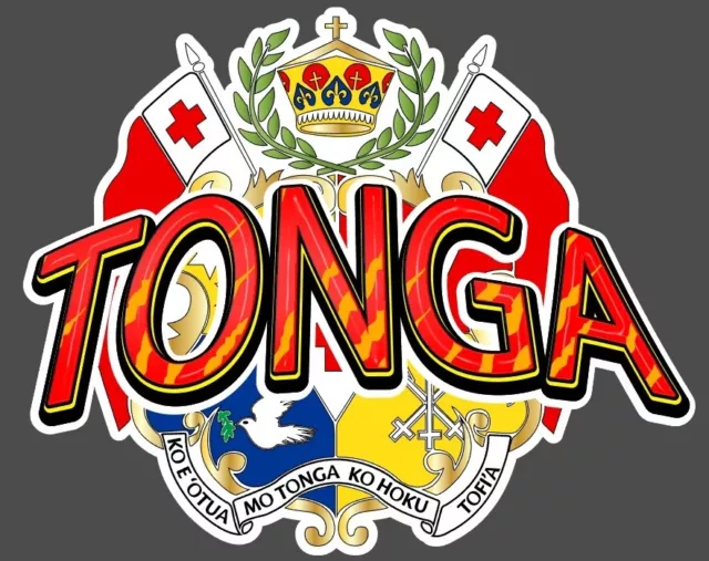 Tonga Flag Coat Of Arms Waterproof Vinyl Car Sticker 300 x 240 mm Tonga Sila