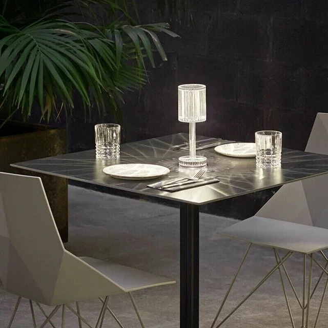 Lampada Da Tavolo Led Ricaricabile Per Bar Ristoranti Hotel Pub Trasparente Usb 11