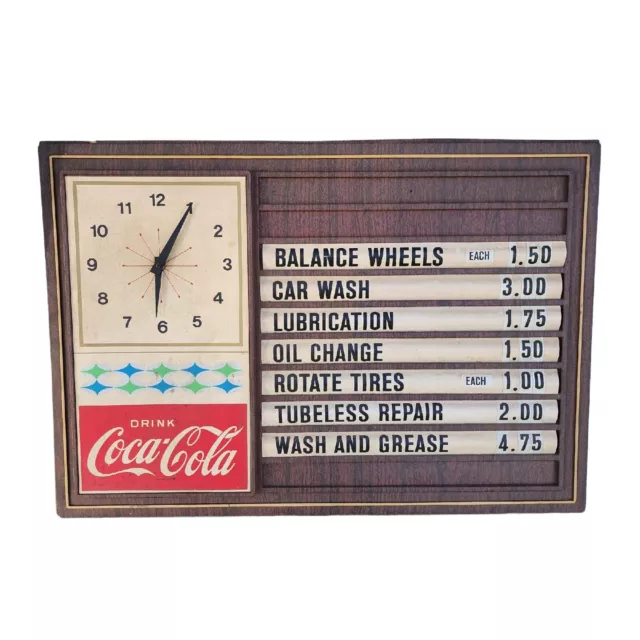 Coca Cola Menu Board & Clock Vintage Garage Service Station